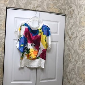 Print cap sleeve blouse